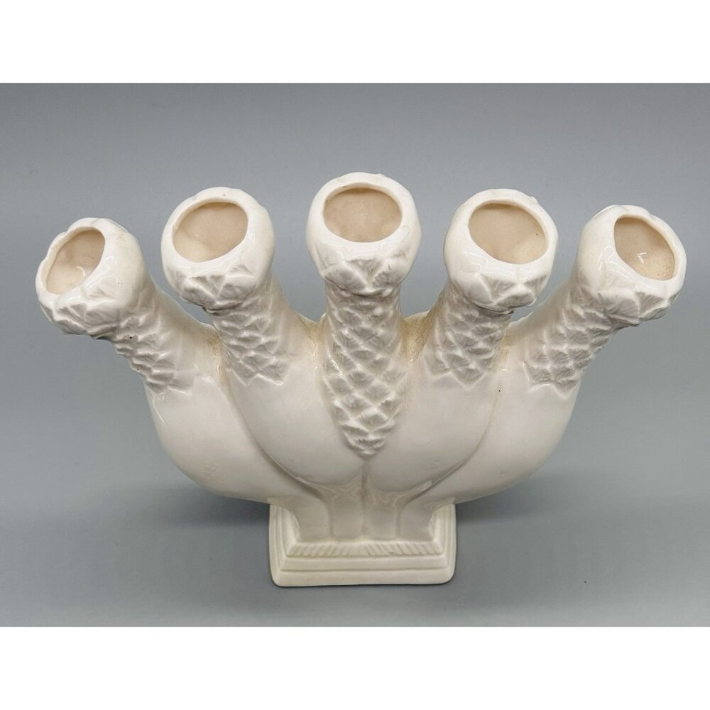 Mid Century Cream Quintal Five Finger Vase Posy Holder Ceramic 7.5 inch - Picture 5 of 7